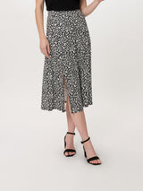 Sienna Long Skirt in Black & White Floral
