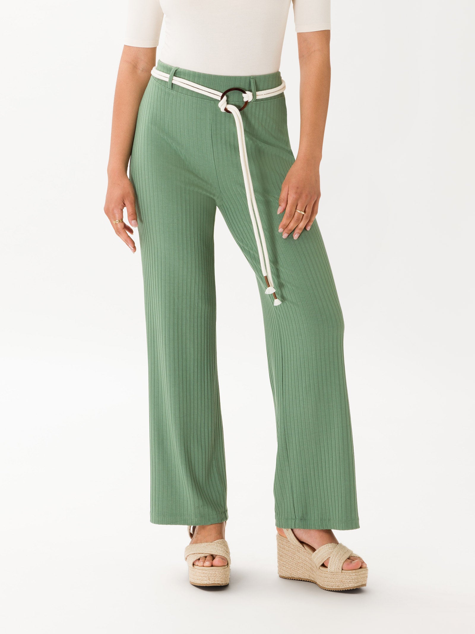 Desert Breeze Cut Out Wide Leg Trousers in Olive | Oh Polly