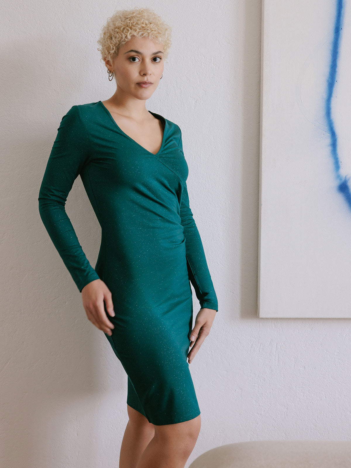 Festive women's wrap dress with glitter made of bamboo viscose Festive women's wrap dress with glitter made of bamboo viscose
