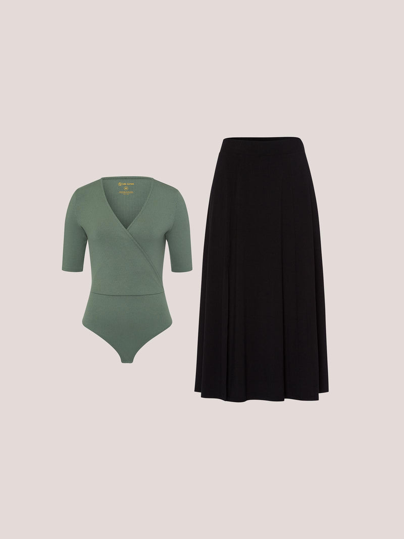 Set of Zoey Bodysuit & Sienna Long Skirt