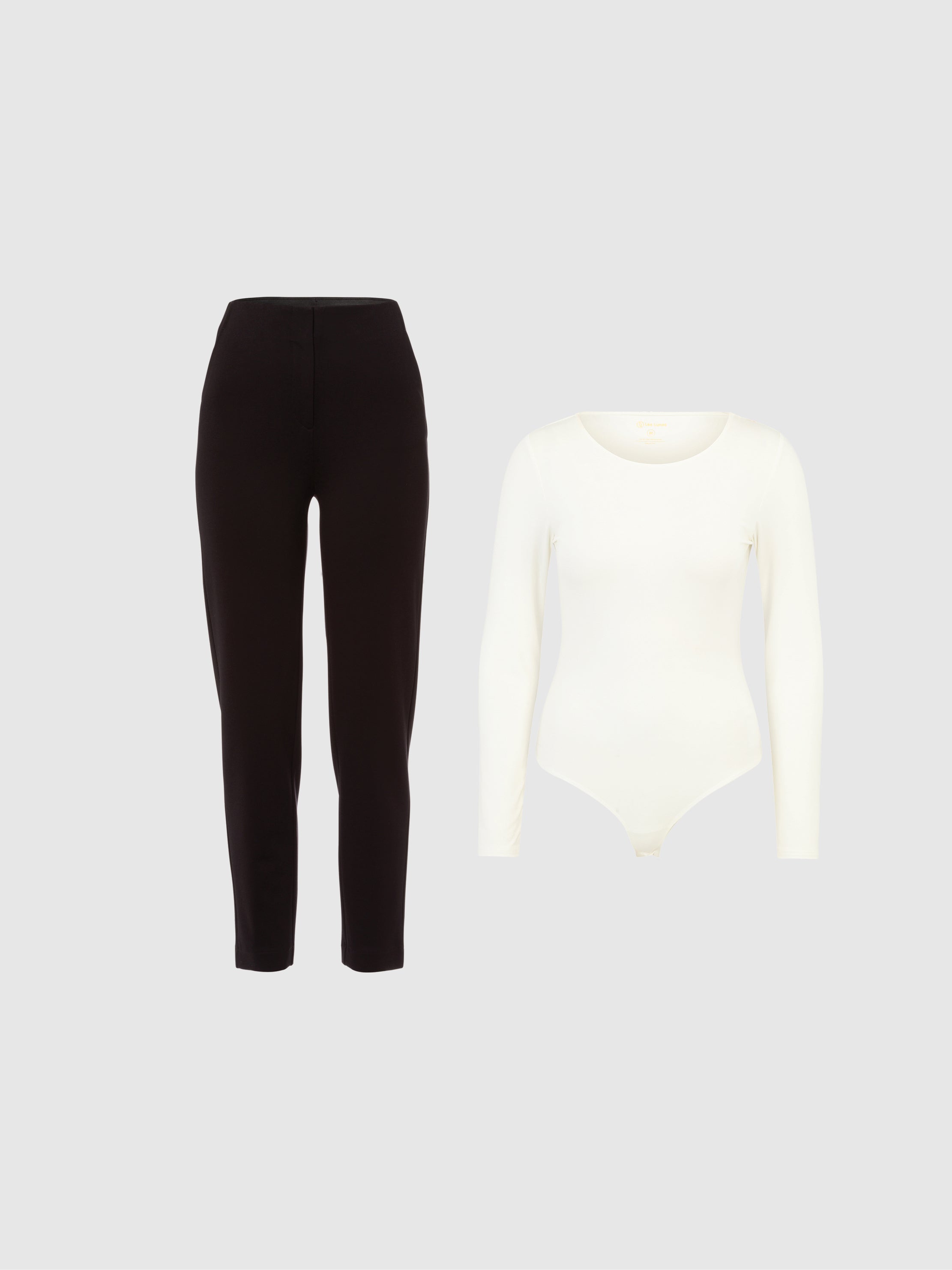 Set of Demii Pants in Black and Alenaa Longsleeve in Off-White